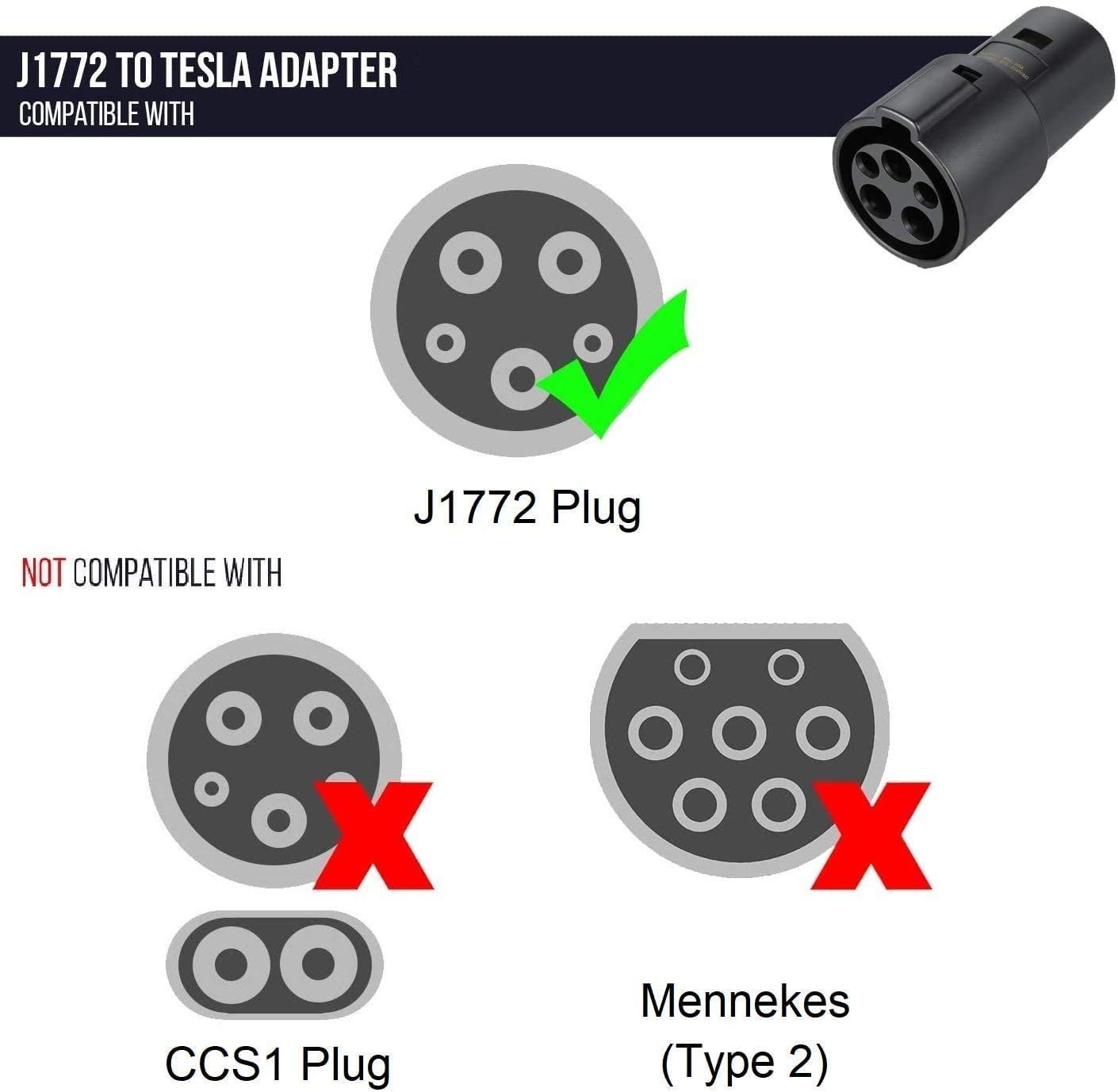 Best seller in US] Elontess J1772 to Tesla Charging Adapter 60 Amp /